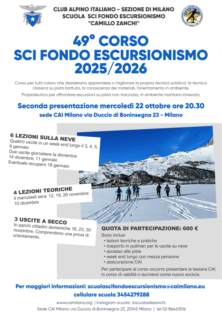 Locandina corso sci fondo escursionismo