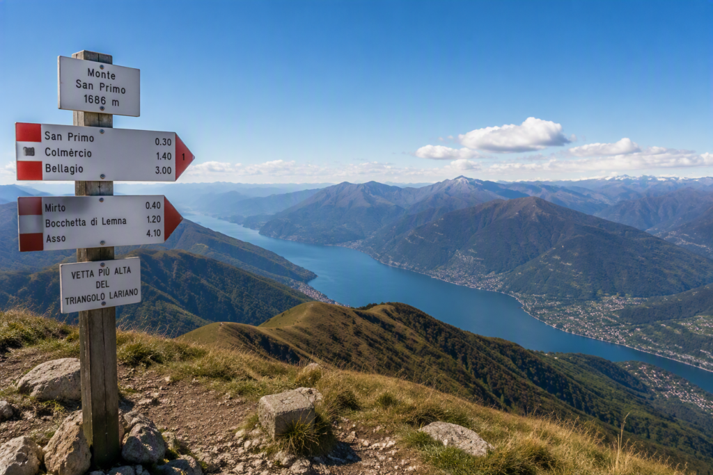 Immagine generata con Copilot rappresentante la vetta del Monte San Primo.